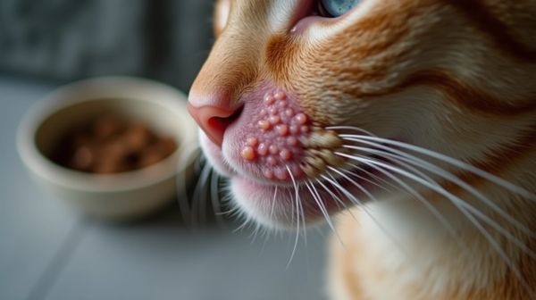 Acné du menton chez le chat : la gamelle est souvent en cause